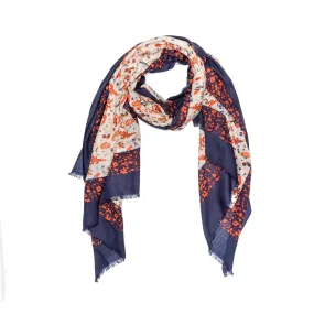 100% Australian Wool Print Scarf Orange Floral