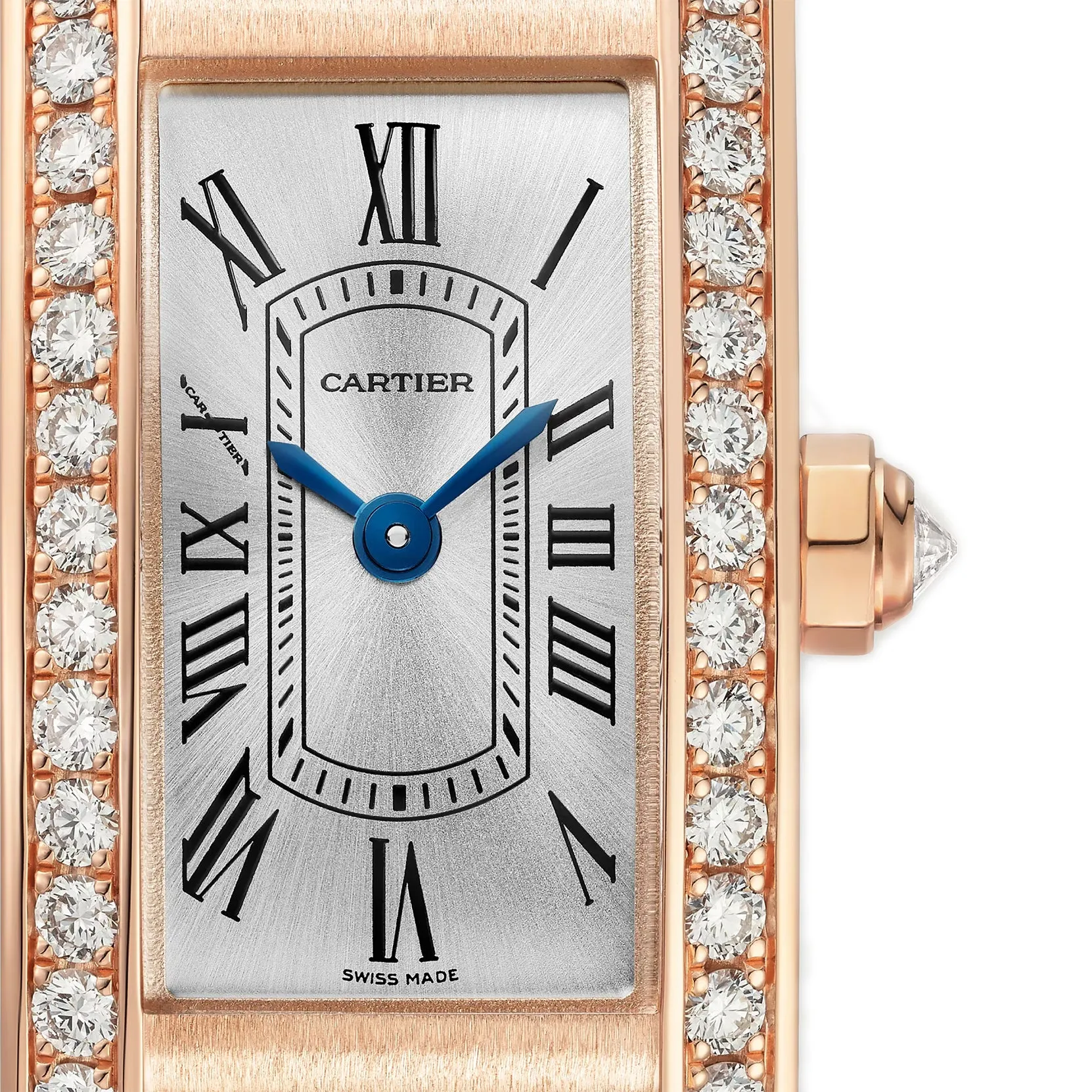 15mm Tank Americaine 18k Rose Gold Diamond Bezel Quartz