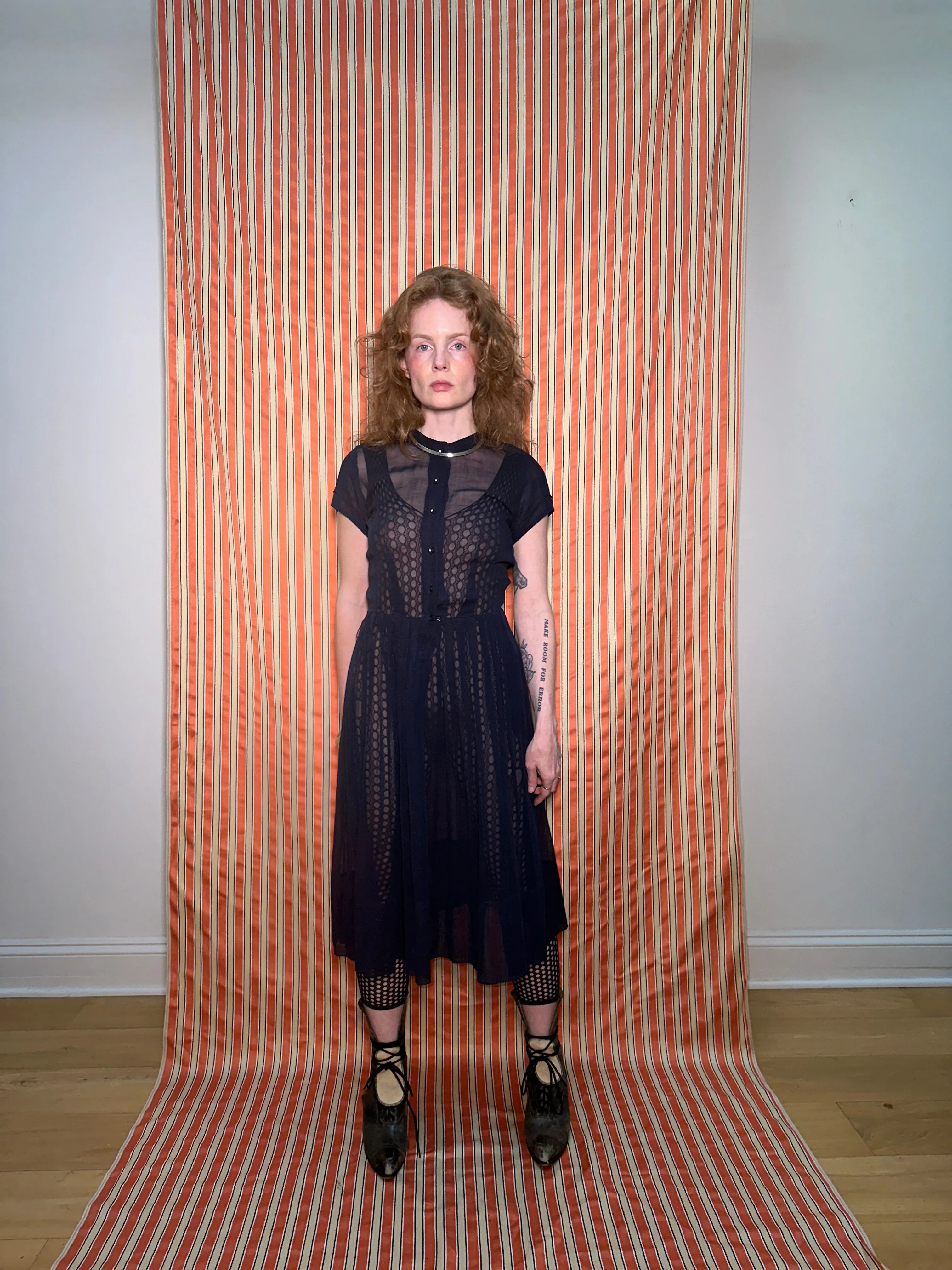 1950s sheer navy dress