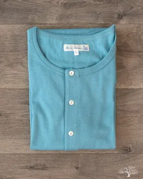 207 Short Sleeve Henley - Aqua