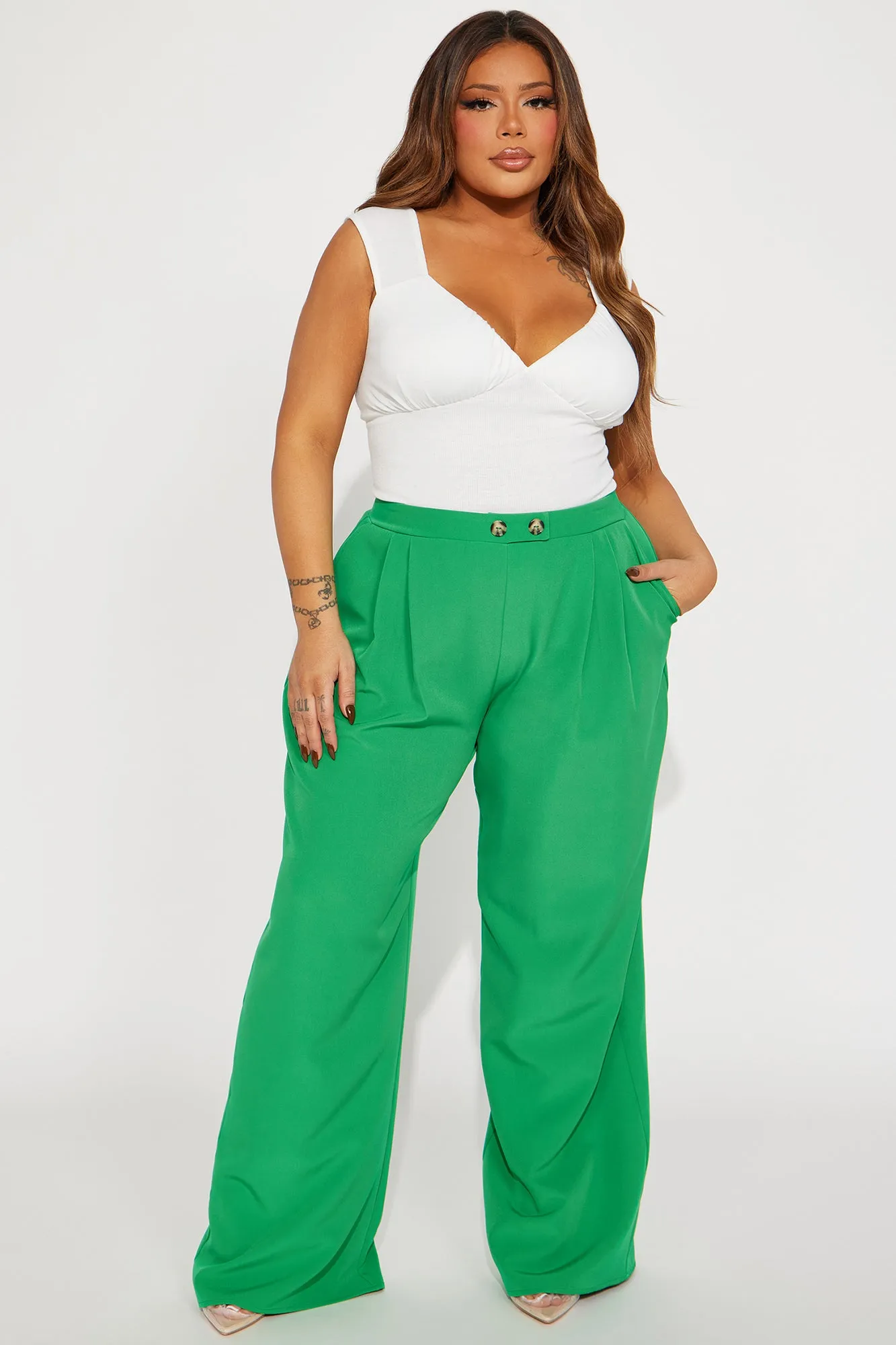 Adore You Wide Leg Pant - Kelly Green