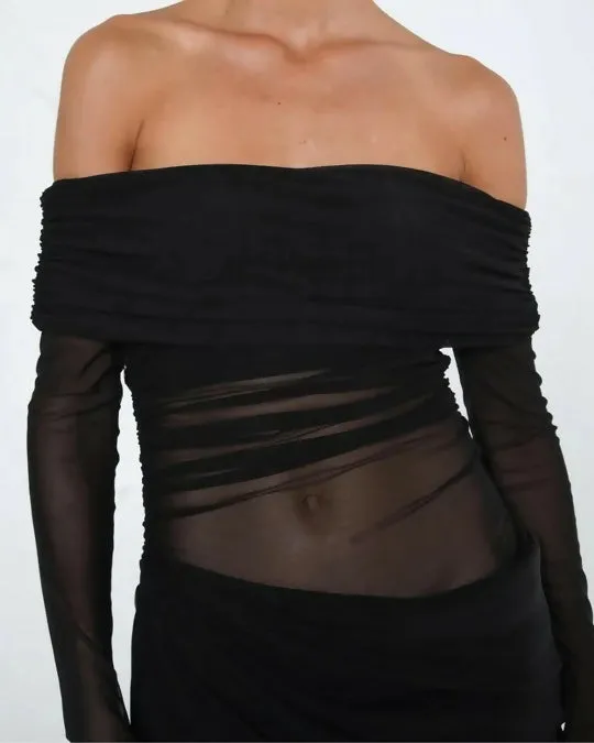 Benni Yasmin Off-Shoulder Maxi Dress Black