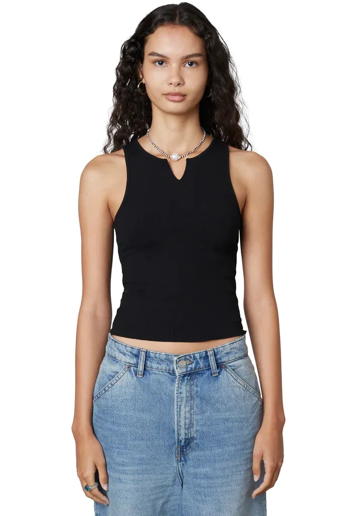 Black Vintage Notched Tank