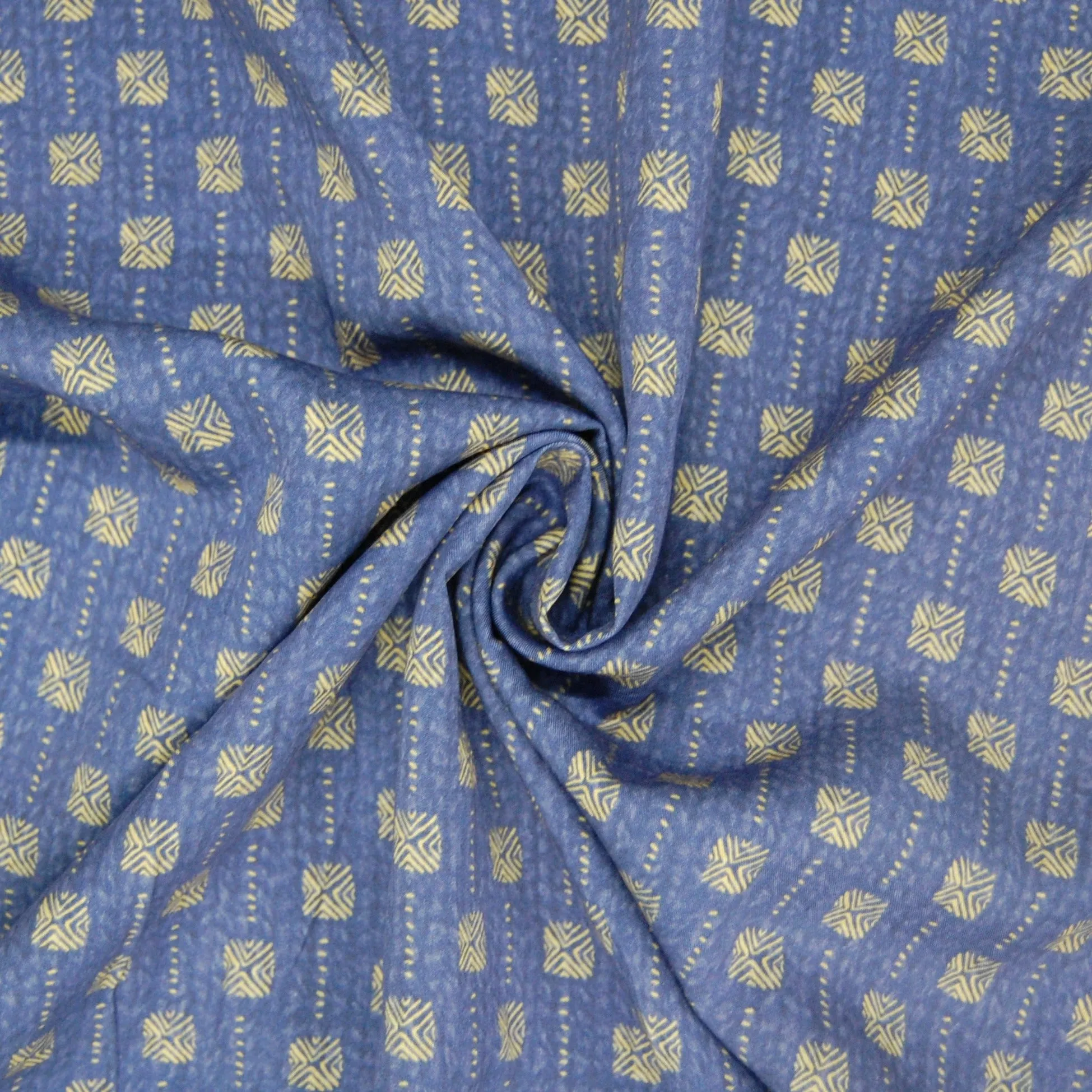 Blue Traditional Print Rayon Fabric