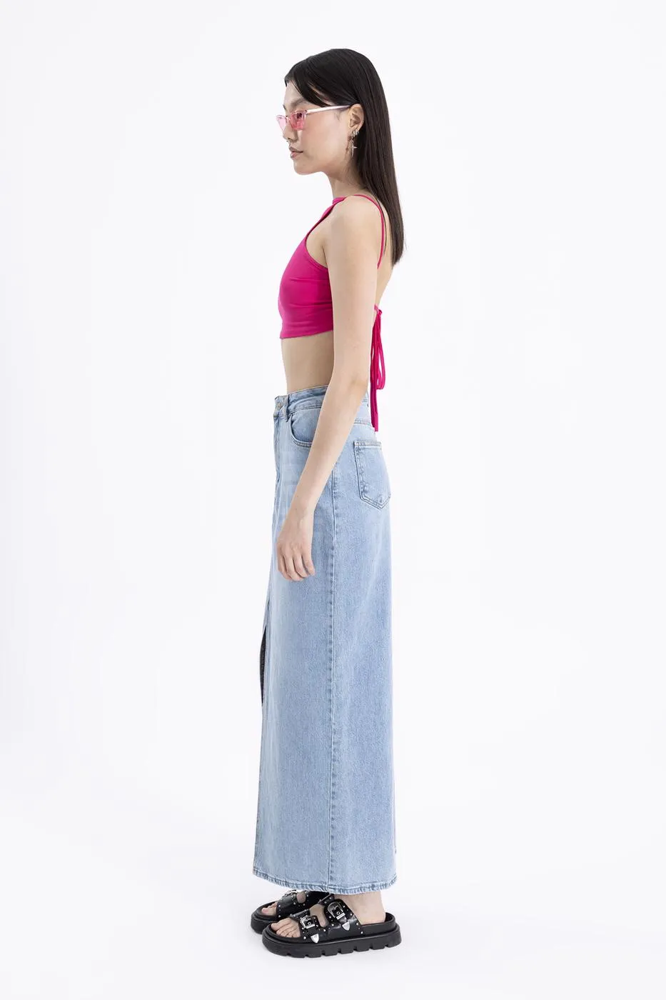 BSL Women Slitted Maxi Denim Skirt - Eastleigh