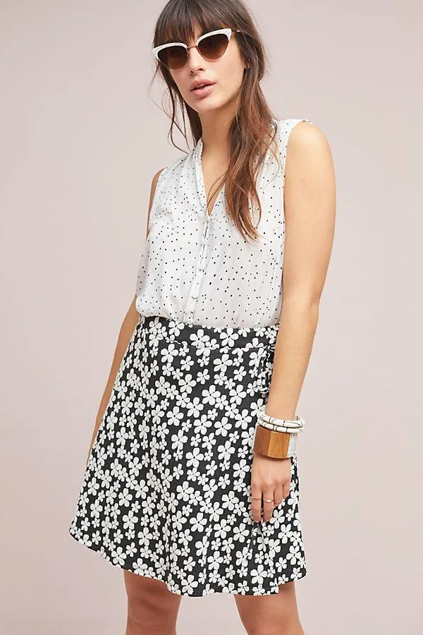 Claire Skirt in Black/White Floral