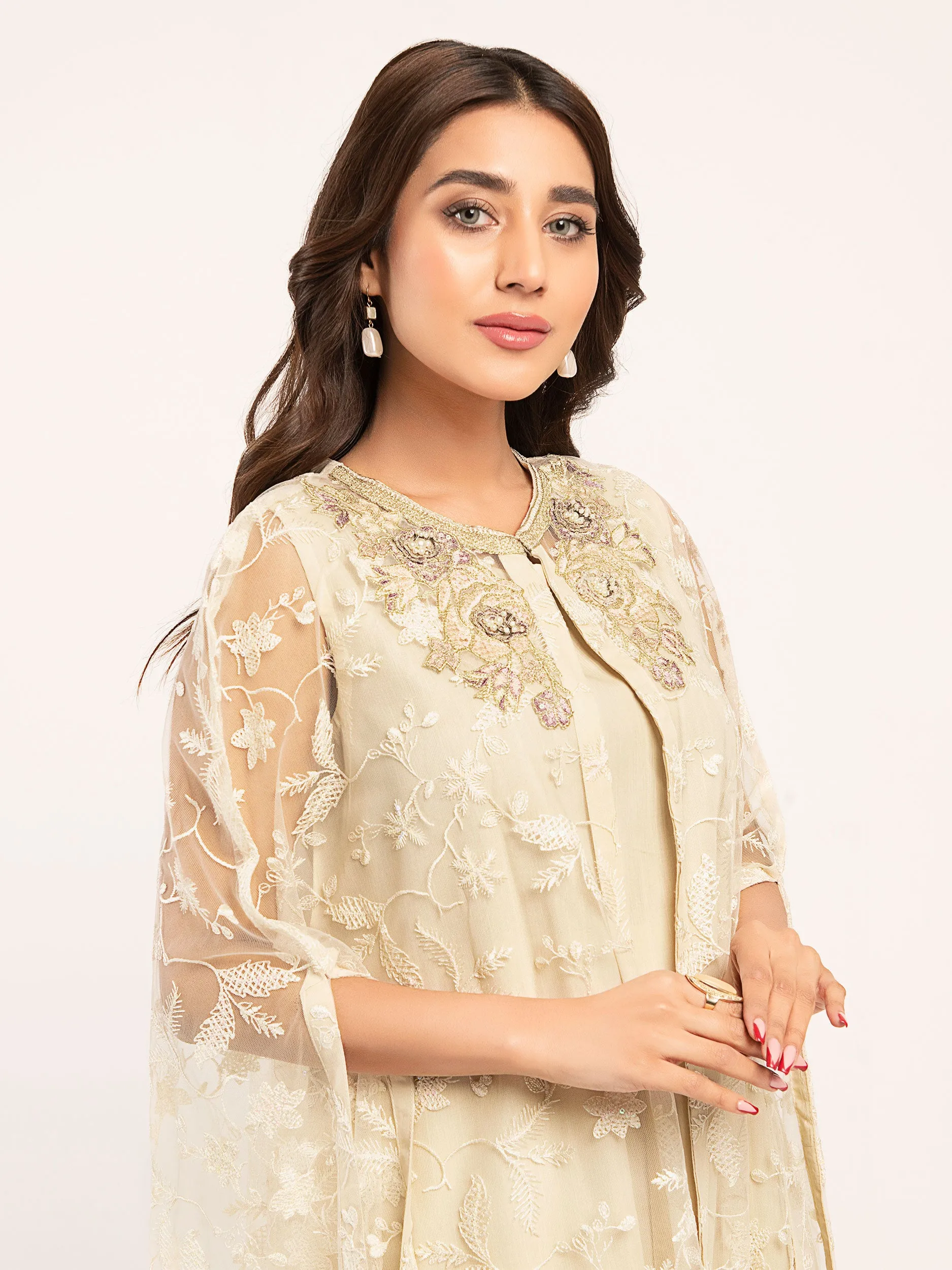 Embroidered Poly Net Suit