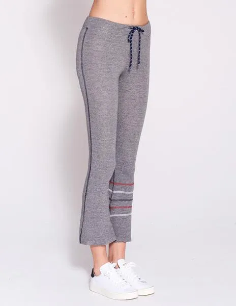 Embroidered Stripe Flare Pant (Heather Grey)
