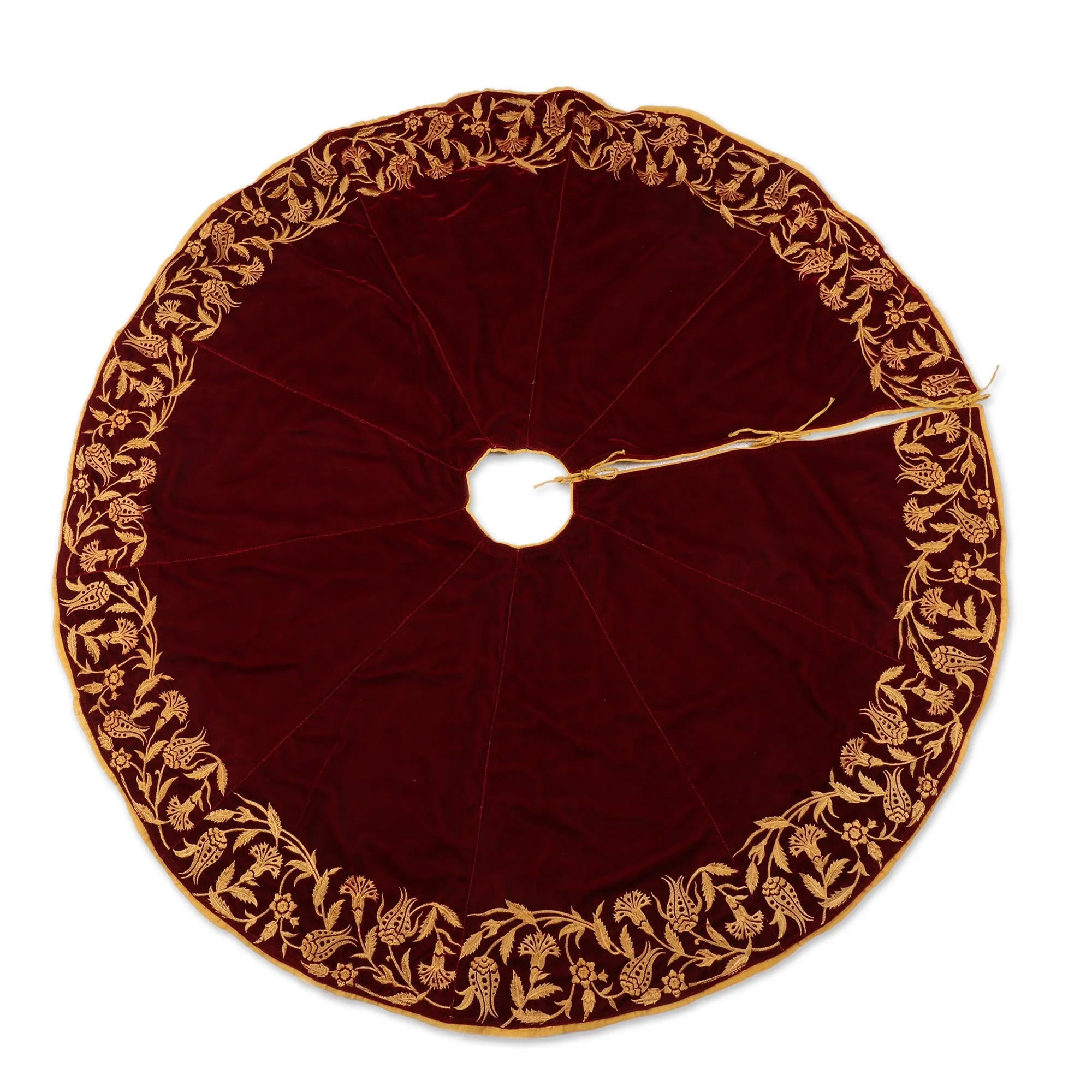 Embroidered Velvet Holiday Tree Skirt - Silent Nights