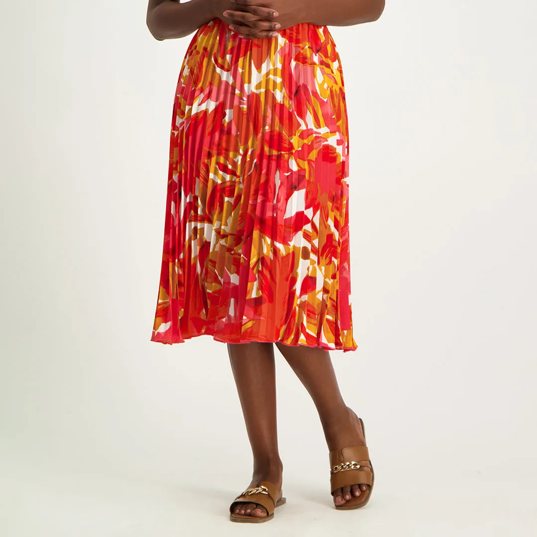 Floral Pleated Skirt