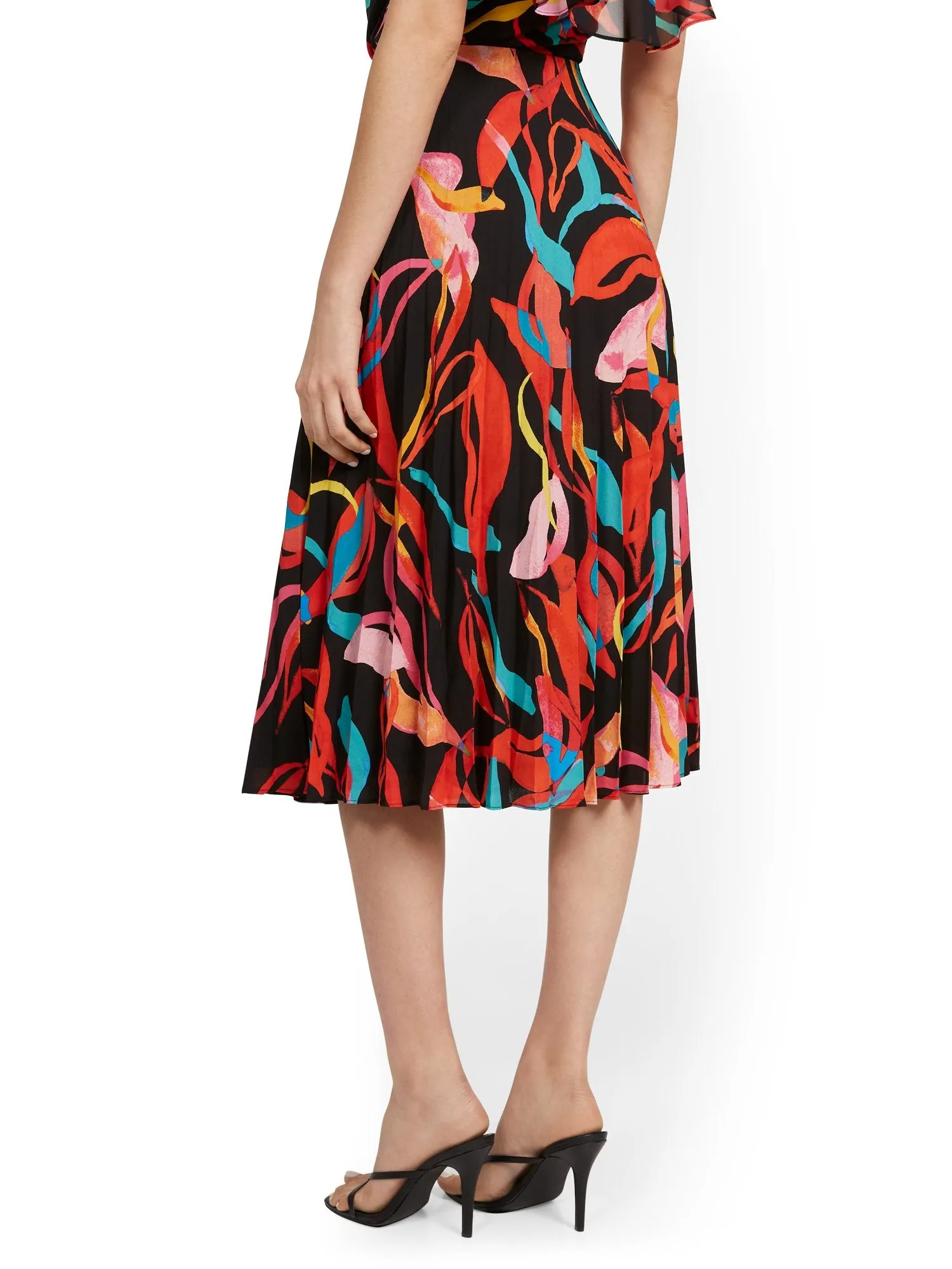Floral-Print Pleated Skirt