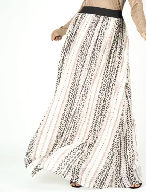 Ivory aztec pleated skirt