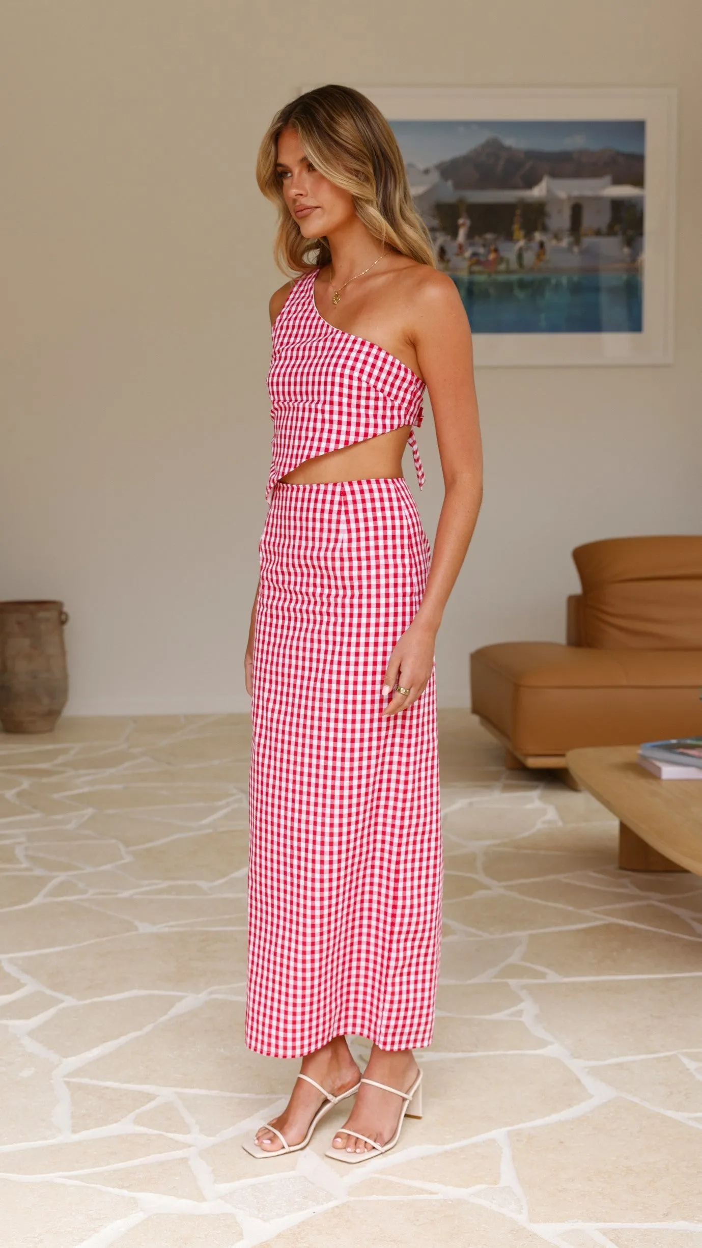 Jalena One Shoulder Top - Picnic Red