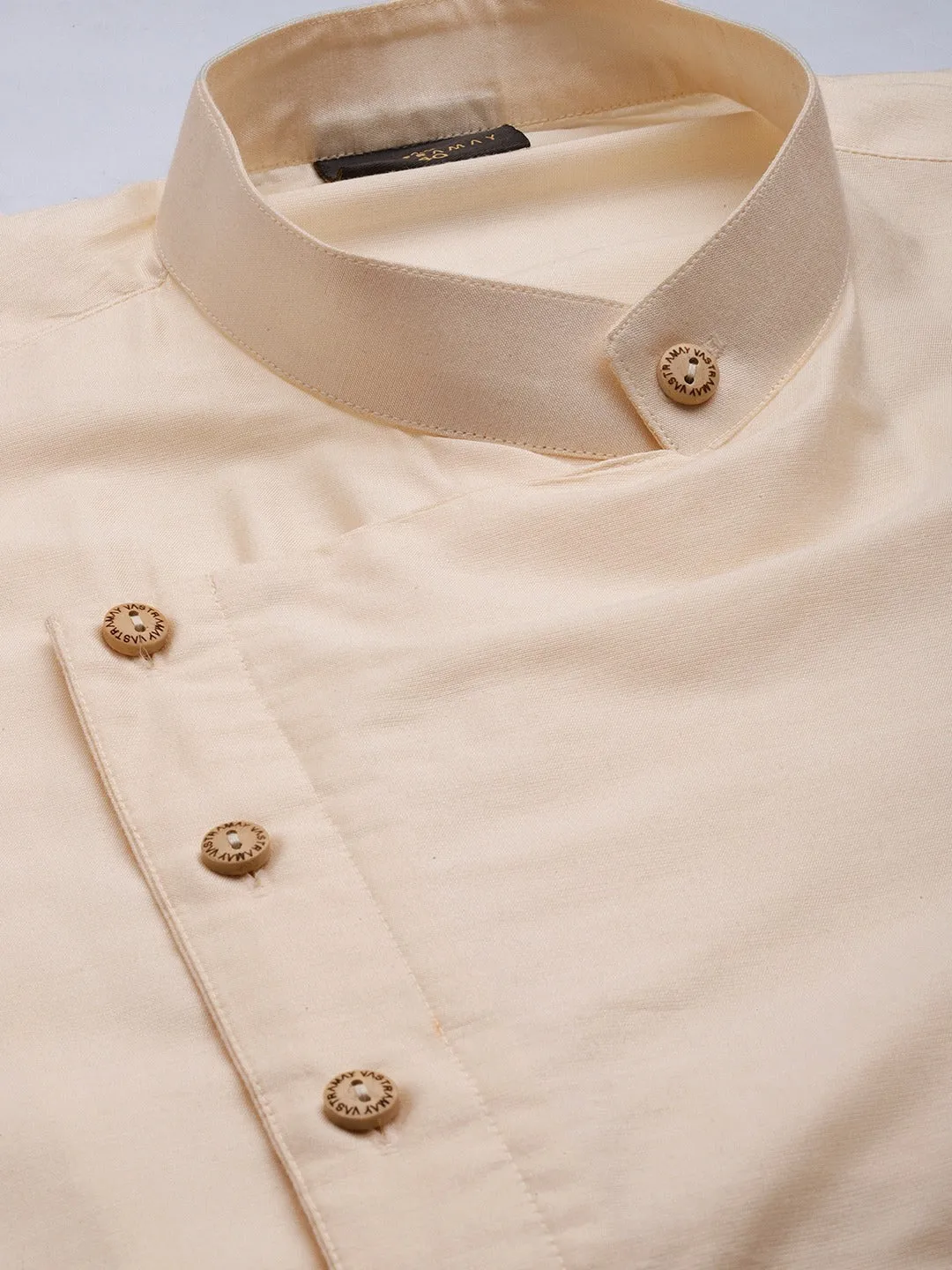 Jashvi Men's Beige Pleated Kurta