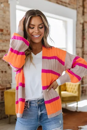 Jenesis Striped Ribbed Knit Cardigan | DROPSHIP
