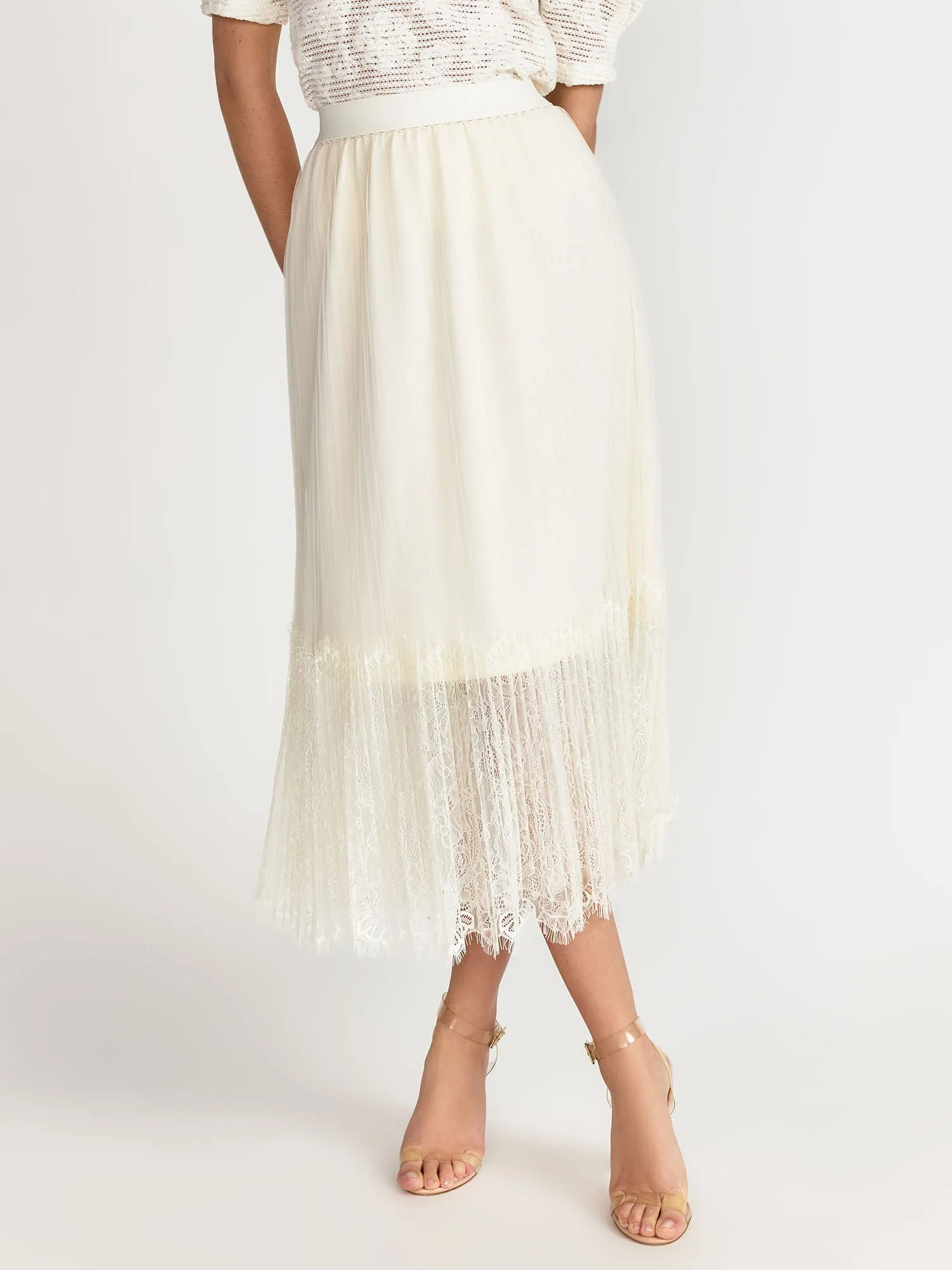 Lena Tulle Pleated Lace Trim Skirt - Brands We Love