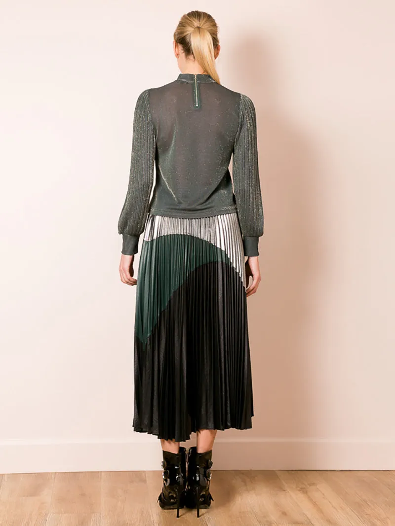 Lurex Mock Neck Blouse