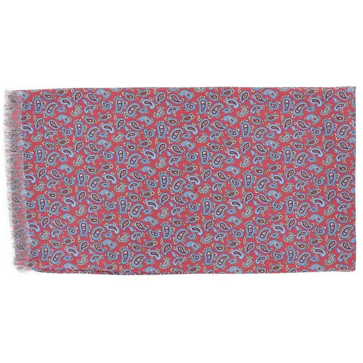 Michelsons of London Pine Silk Scarf - Red/Light Blue