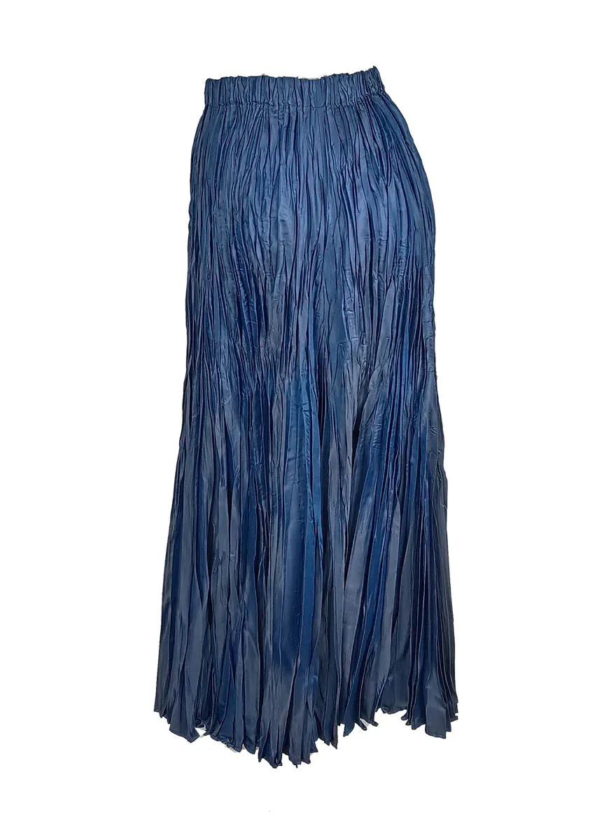 N240017 Irregular Pleated Printed Long Skirt *Preorder
