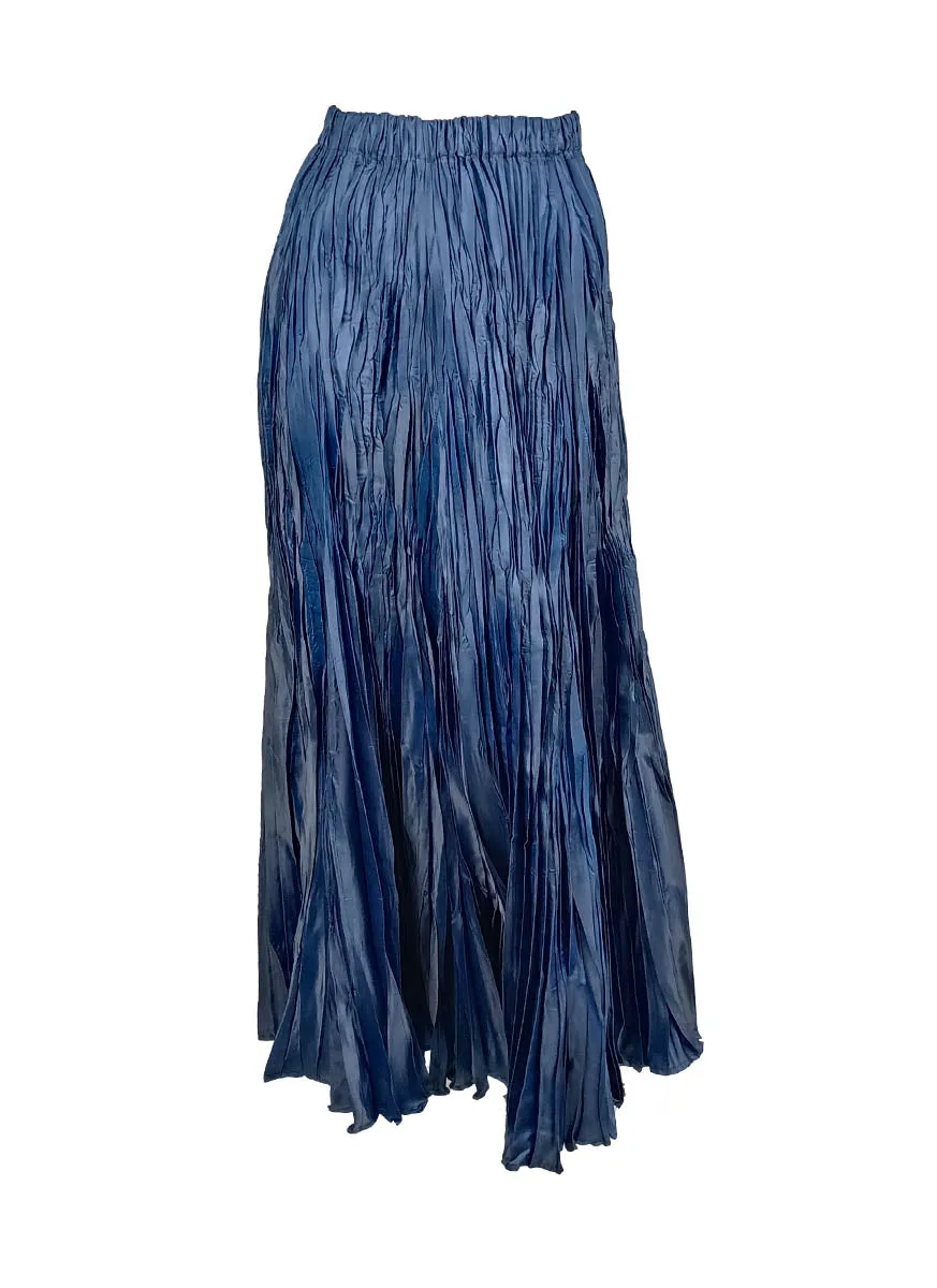 N240017 Irregular Pleated Printed Long Skirt *Preorder