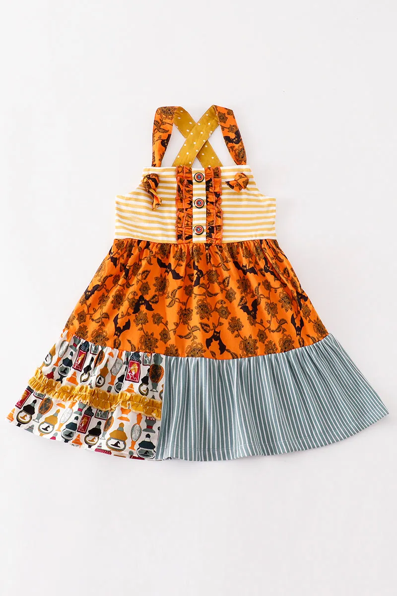 Platinum Yellow halloween print apron dress
