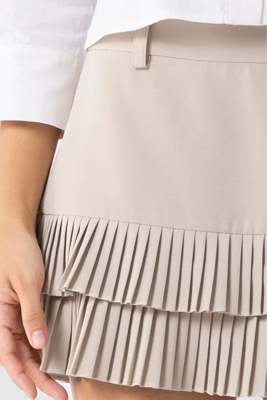Pleated Ruffle Mini Skirt