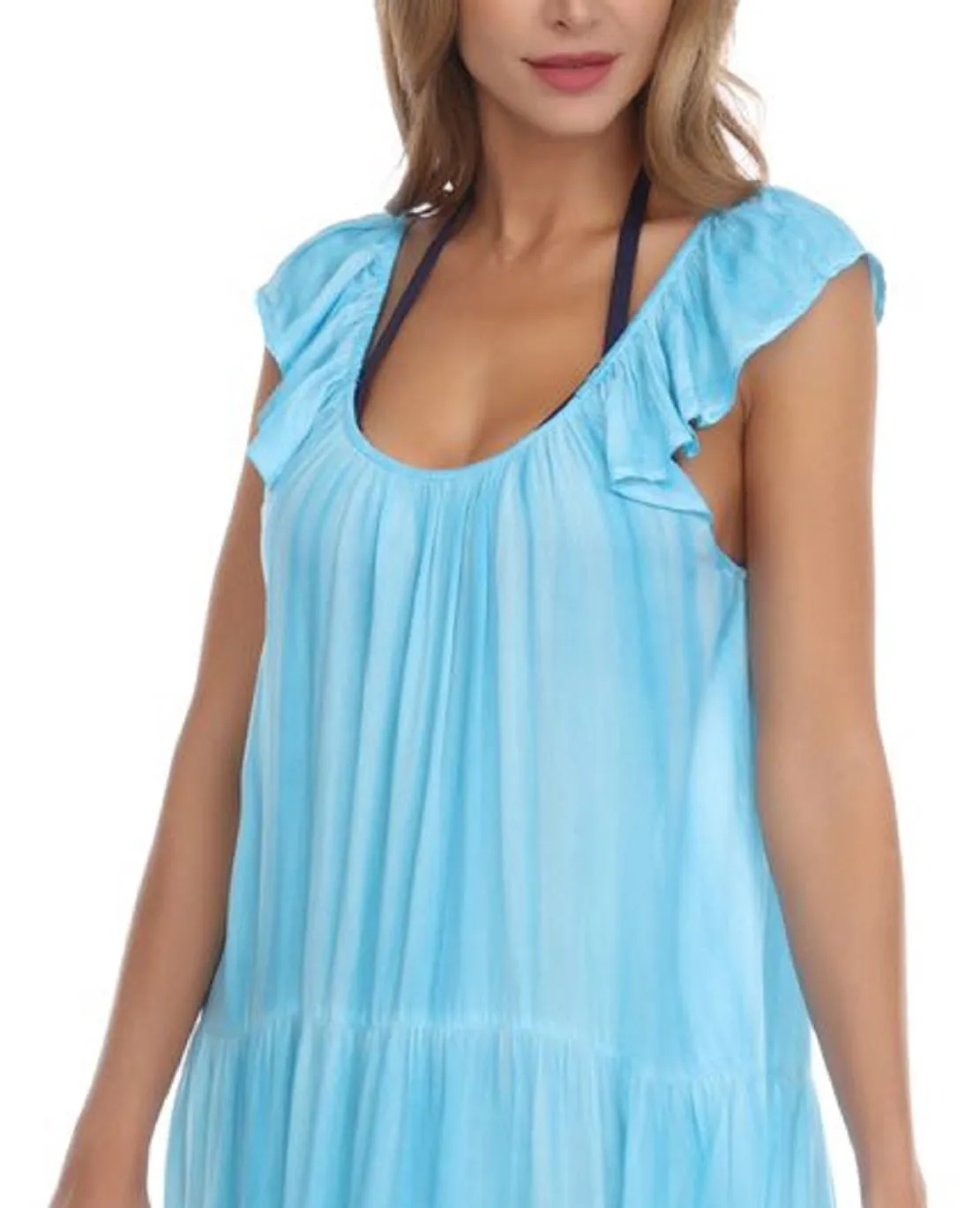 Raviya Women's Tiered Dress Cover Up Swimsuit Blue