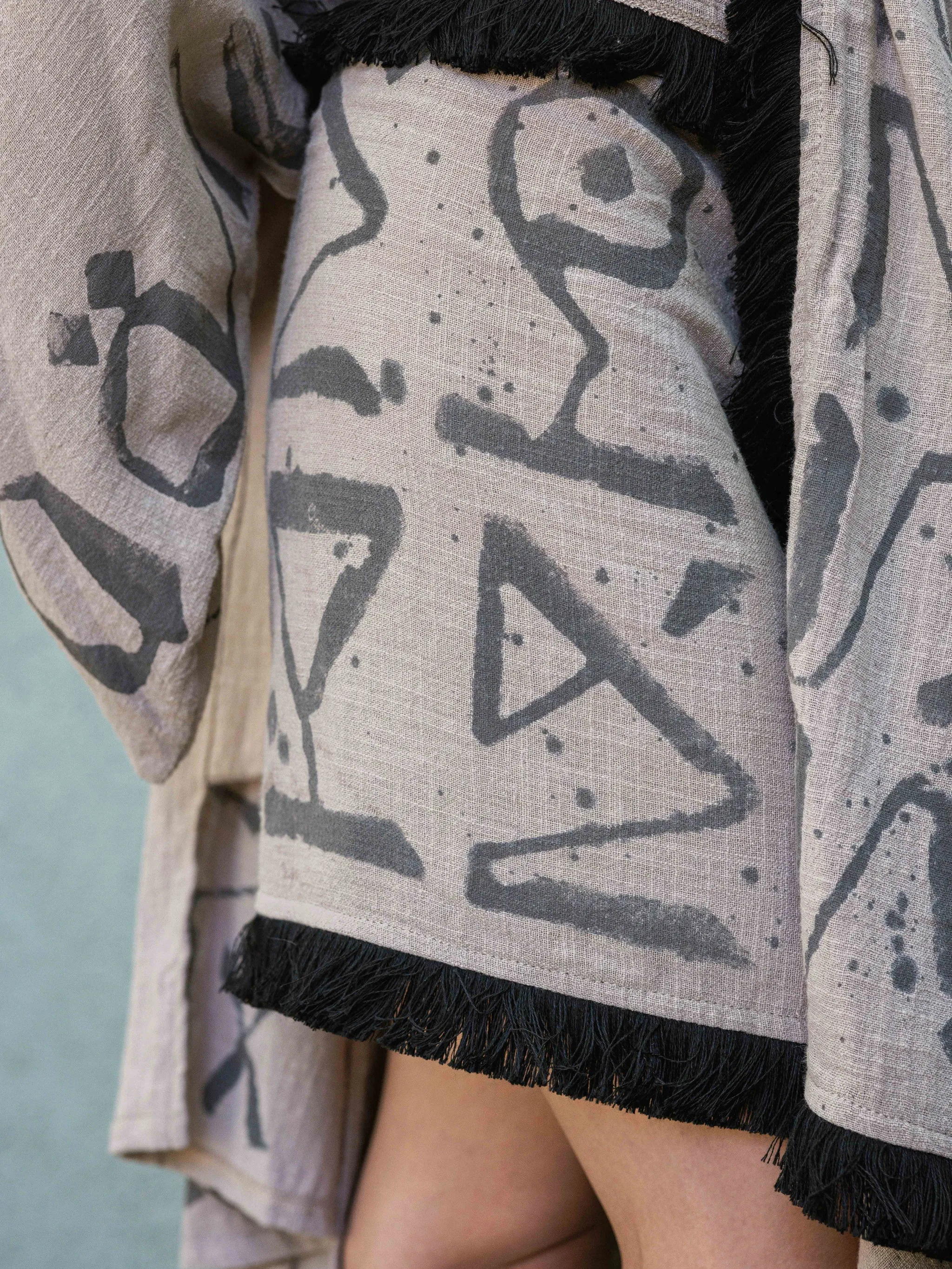Ros X Macchia Fringed Script Scarf