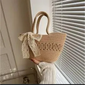 Scarf Decor Straw Bag