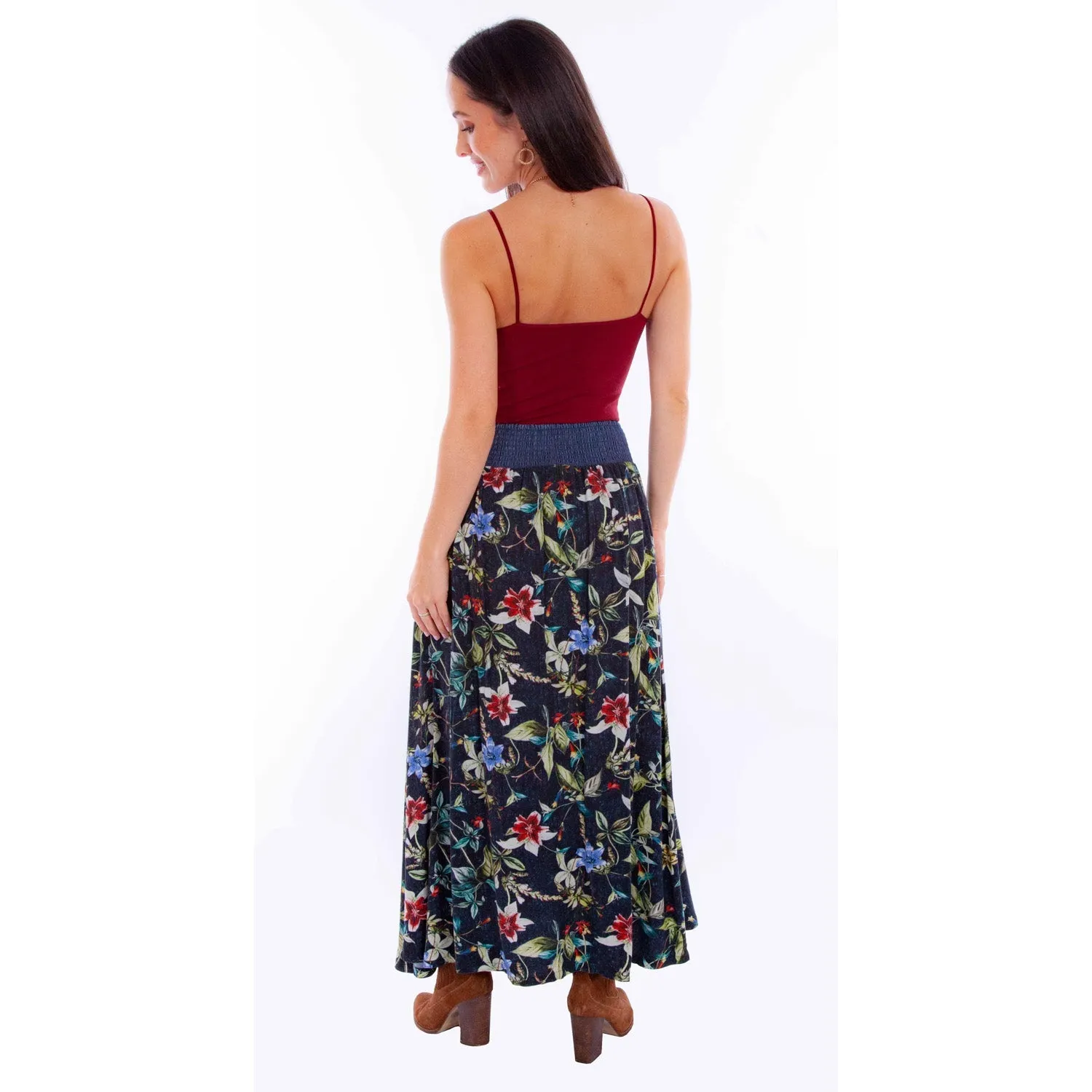Scully Womens Tropical Floral Wrap Black 100% Rayon Skirt