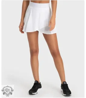 Sporty Chic Pleated Cross Front Skirt