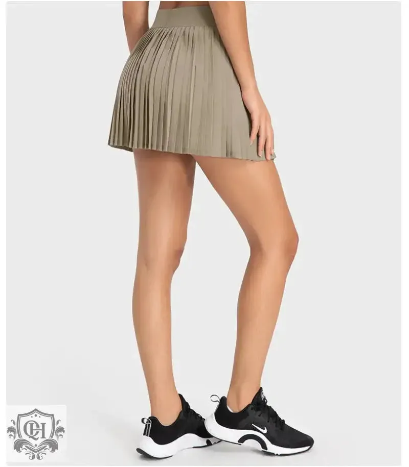 Sporty Chic Pleated Cross Front Skirt
