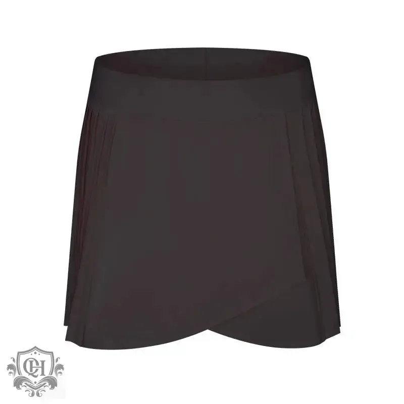 Sporty Chic Pleated Cross Front Skirt