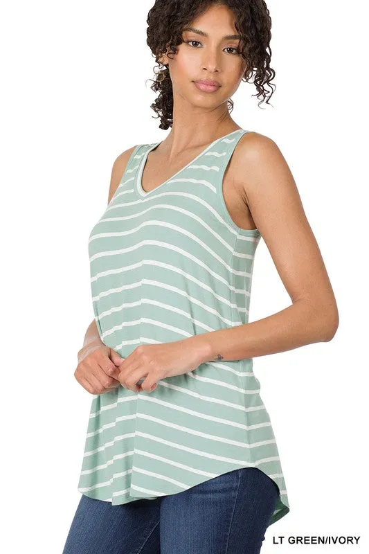 Striped Sleeveless V-Neck Tank