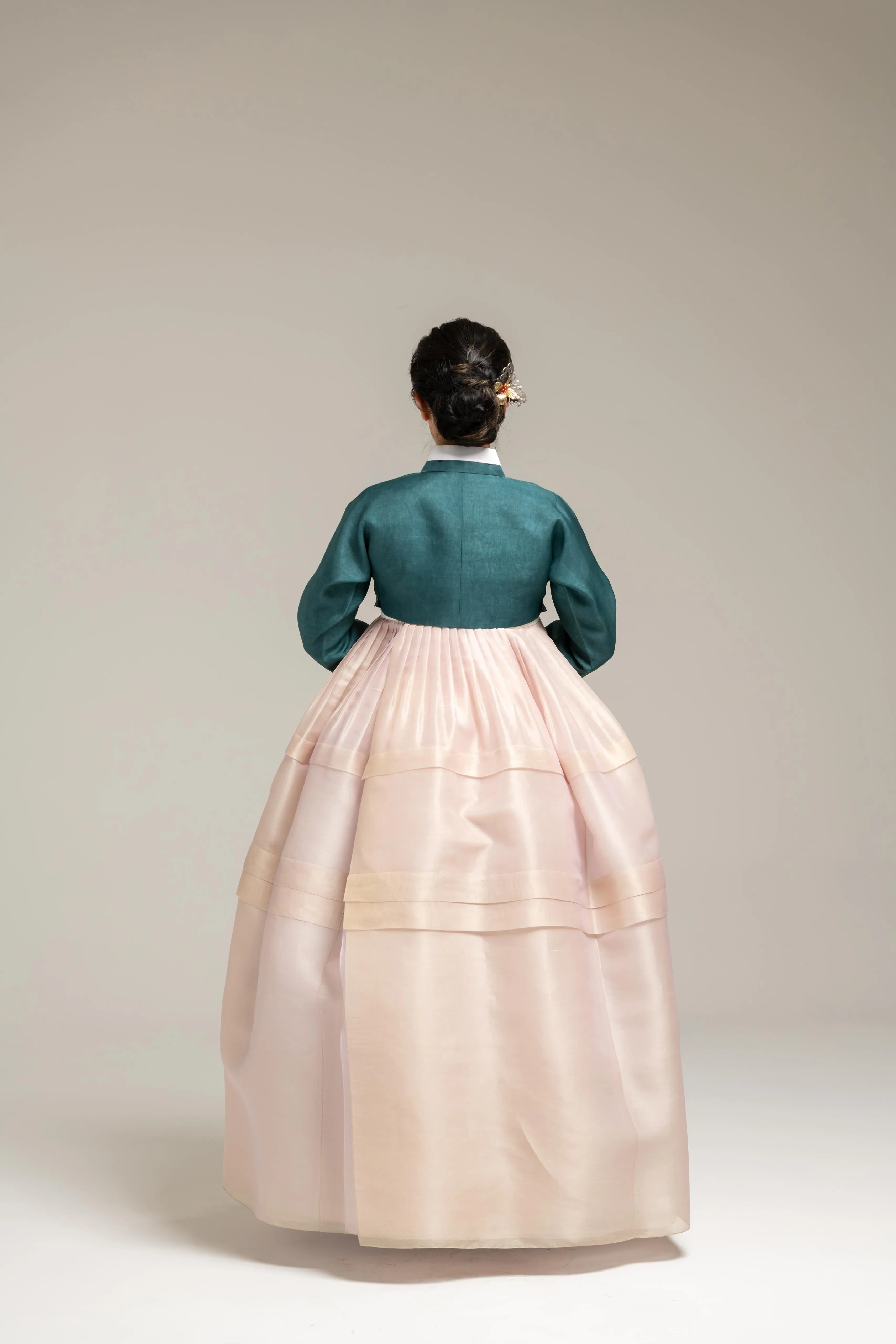 Teal Jeogori & Pleated Skirt