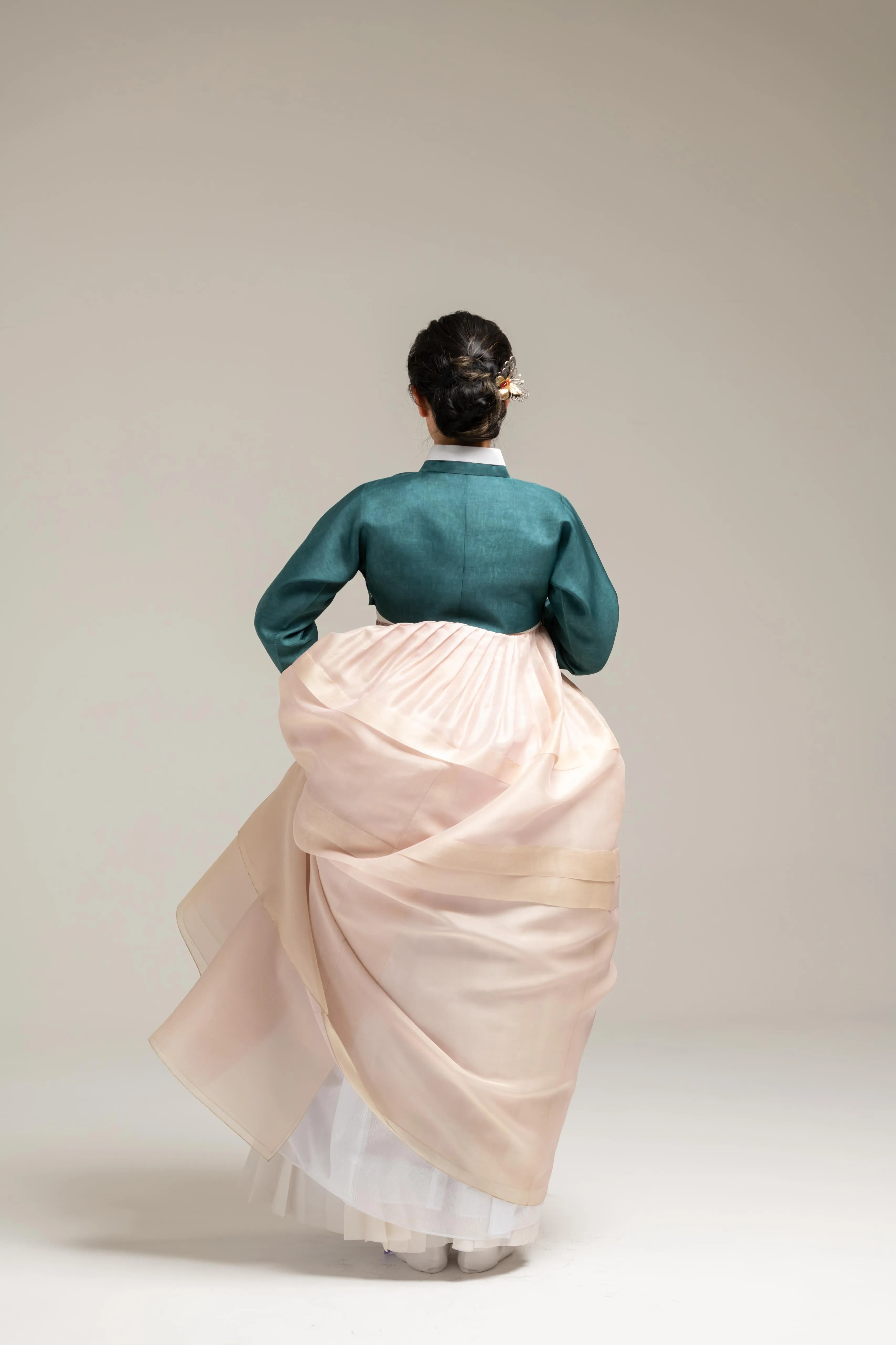 Teal Jeogori & Pleated Skirt