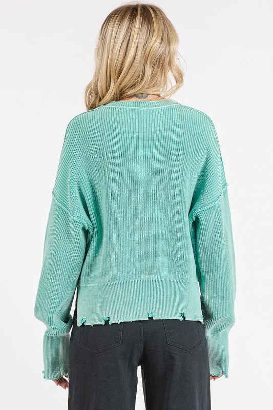 The Sydney Mineral Wash Distressed Crop Sweater