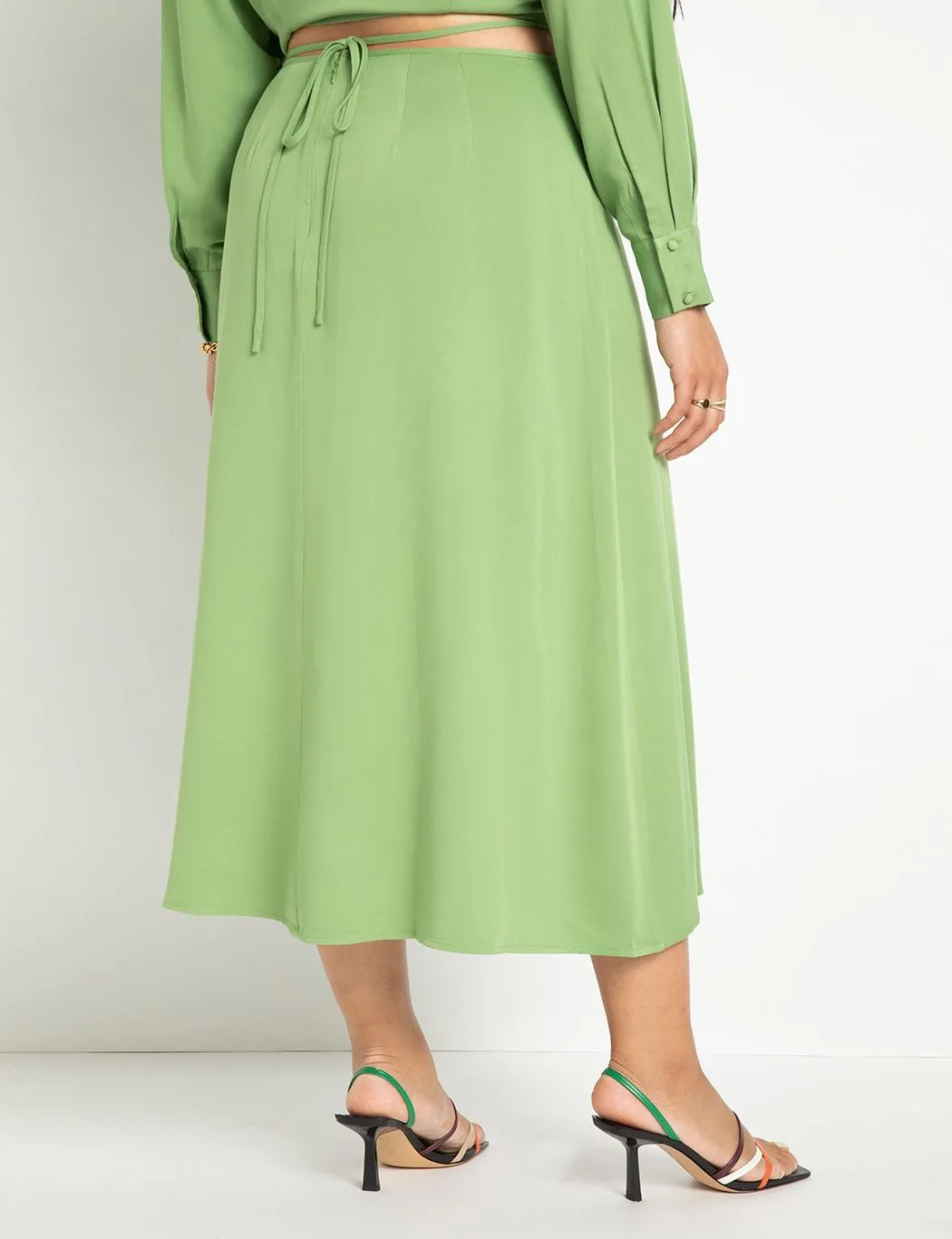 Tie Waist Slip Skirt in Piquant Green