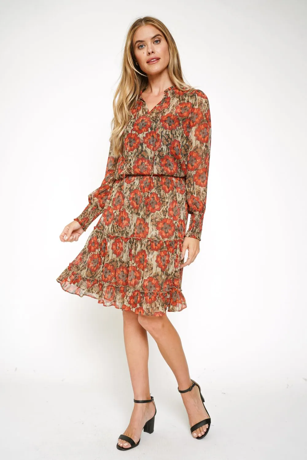 Tiered Lurex Floral Skirt