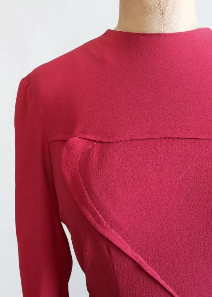Vintage 1940s Raspberry Rayon Shirt
