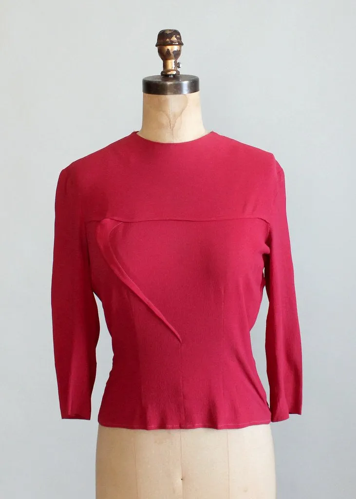 Vintage 1940s Raspberry Rayon Shirt