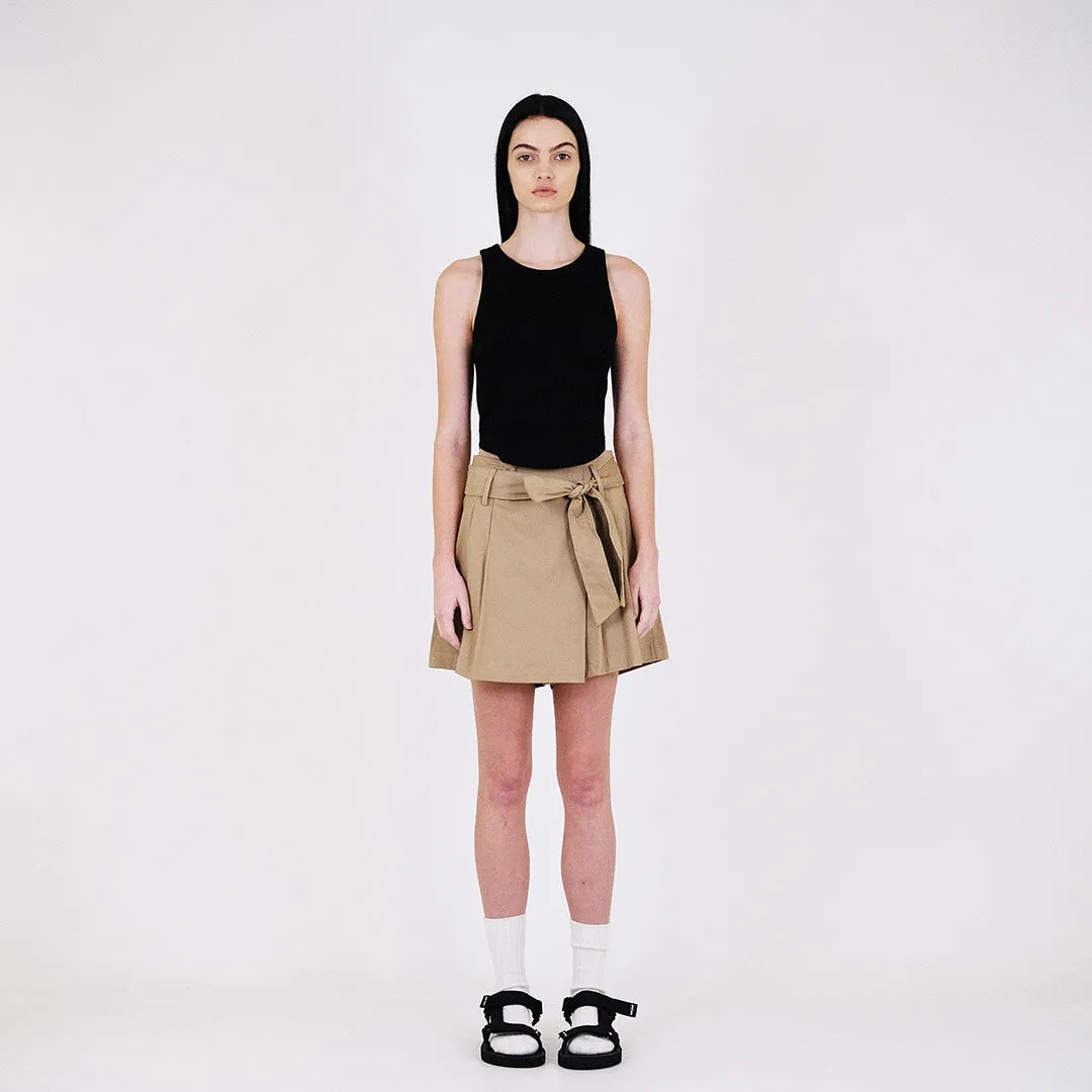 Women Pleated Skort - Khaki - SW2312168B
